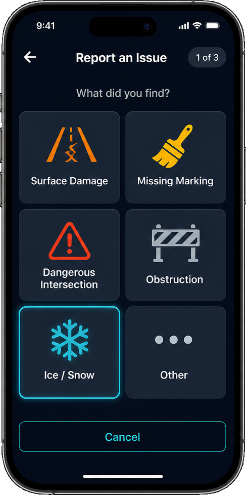 Issue type selection screen
